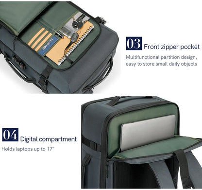 SAC À DOS VOYAGE EXTENSIBLE 45L – MULTIFONCTION, USB & ANTI-EAU