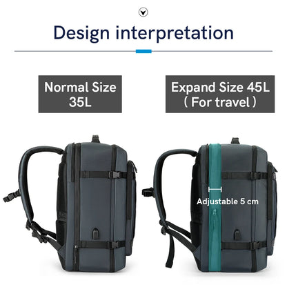 SAC À DOS VOYAGE EXTENSIBLE 45L – MULTIFONCTION, USB & ANTI-EAU